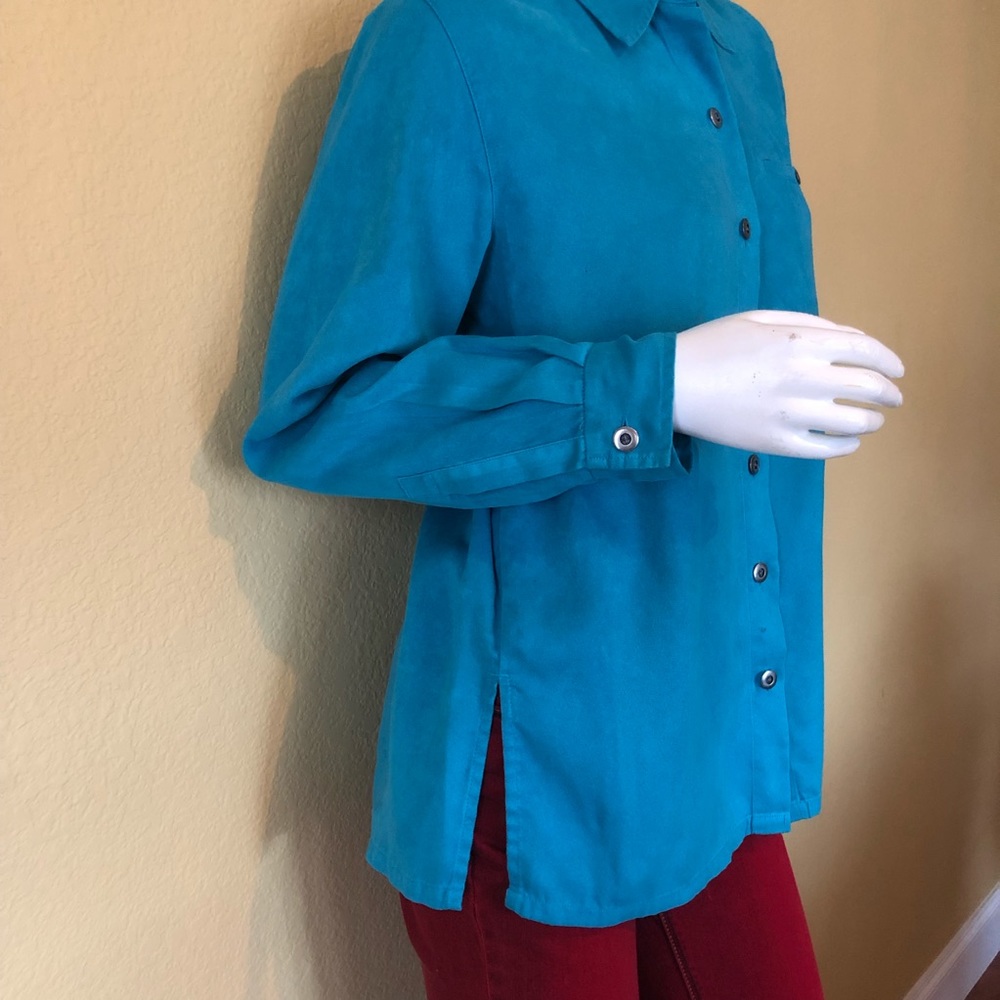🍭Beautiful Blue Chico’s Design Polyester Top - Picture 2 of 8